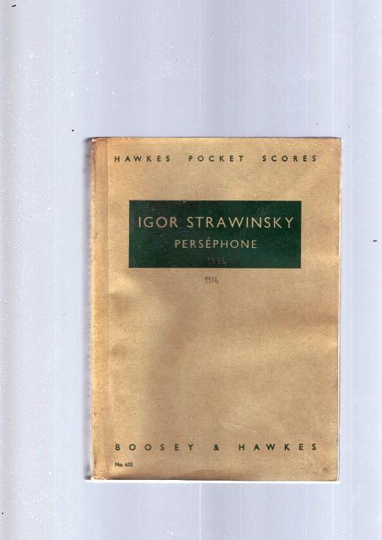 Persephone - Igor Stravinskij - copertina
