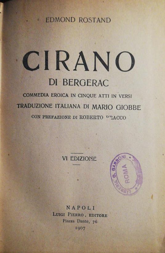 Cirano Di Bergeac - Edmond Rostand - copertina