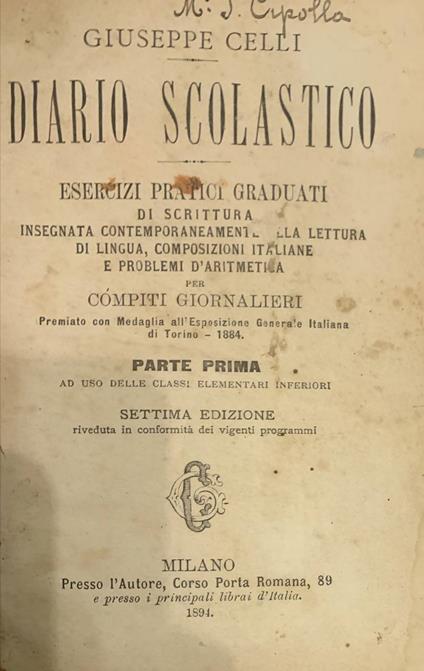 Diario scolastico - Giuseppe Celli - copertina