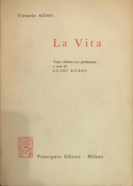 La vita - Vittorio Alfieri - copertina