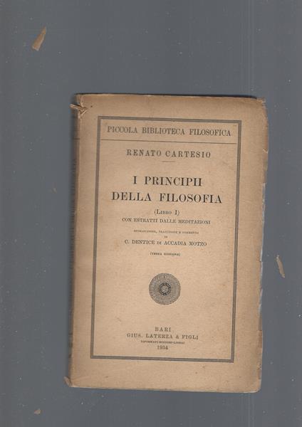 PRINCIPII DELLA FILOSOFIA, libro I - Renato Cartesio - copertina