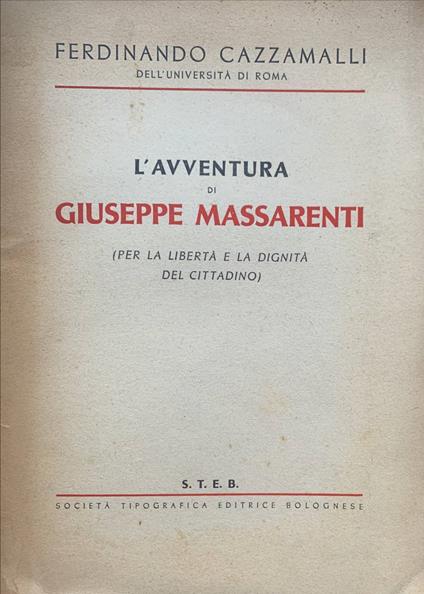 L' avventura di Giuseppe Massarenti - Ferdinando Cazzamalli - copertina