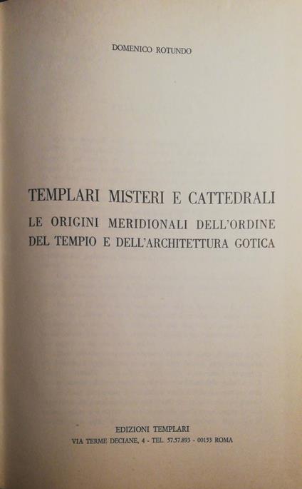 Templari misteri e cattedrali - Domenico Rotundo - copertina