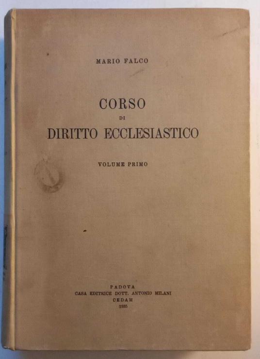 Corso di Diritto Ecclesiastico. Vol. I - Mario Falco - copertina