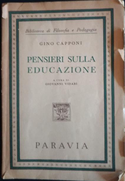 Pensieri sulla educazione - Gino Capponi - copertina