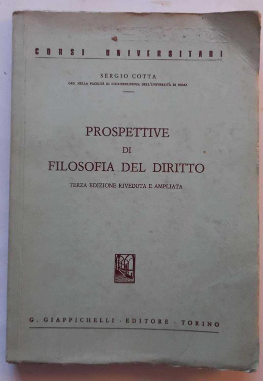 Prospettive di Filosofia del Diritto - Sergio Cotta - copertina