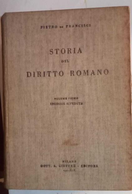 Storia del Diritto Romano - Pietro De Francisci - copertina