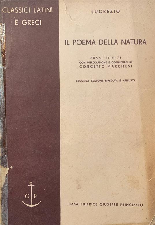 Il poema della natura - Tito Lucrezio Caro - Libro Usato - Giuseppe  Principato - | IBS