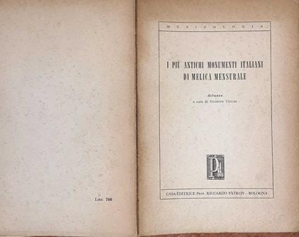 I più antichi monumenti italiani di melica mensurale. Atlante - Giuseppe Vecchi - copertina