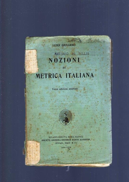 Nozioni Di Metrica Italiana - Luigi Giuliano - copertina