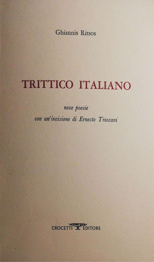 Trittico italiano - Ghiannis Ritsos - copertina