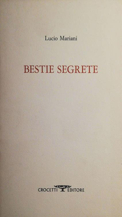 Bestie segrete - Lucio Mariani - copertina