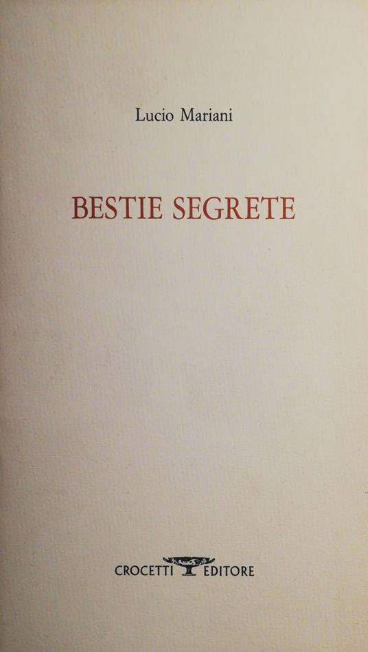 Bestie segrete - Lucio Mariani - copertina