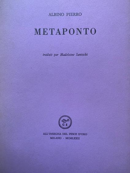 Metaponto - Pierro Albino - copertina