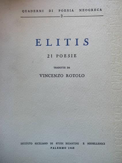 Elitis. 21 poesie - copertina