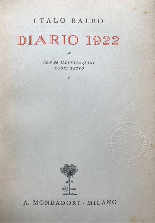 Diario 1922 - Italo Balbo - copertina