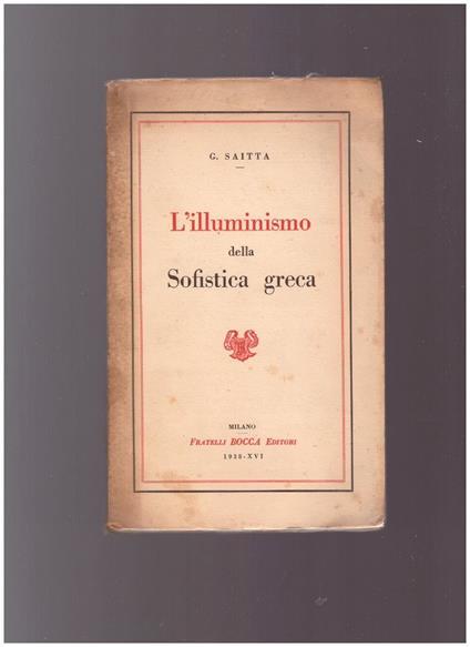 L' ILLUMINISMO della Sofistica greca - Giuseppe Saitta - copertina