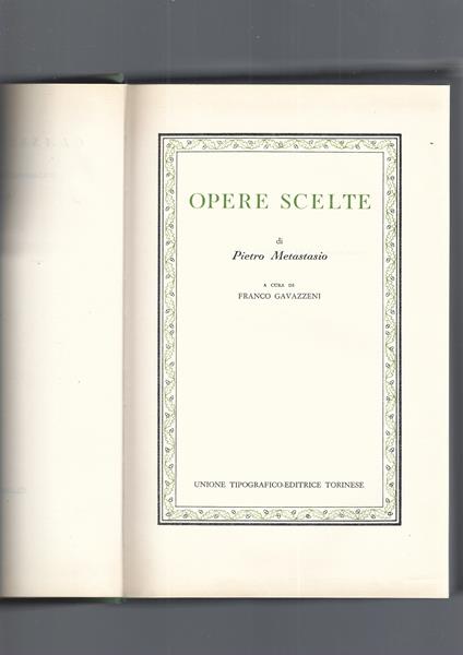 Opere Scelte - Pietro Metastasio - copertina