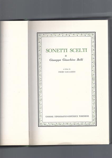 Sonetti Scelti - Gioachino Belli - copertina