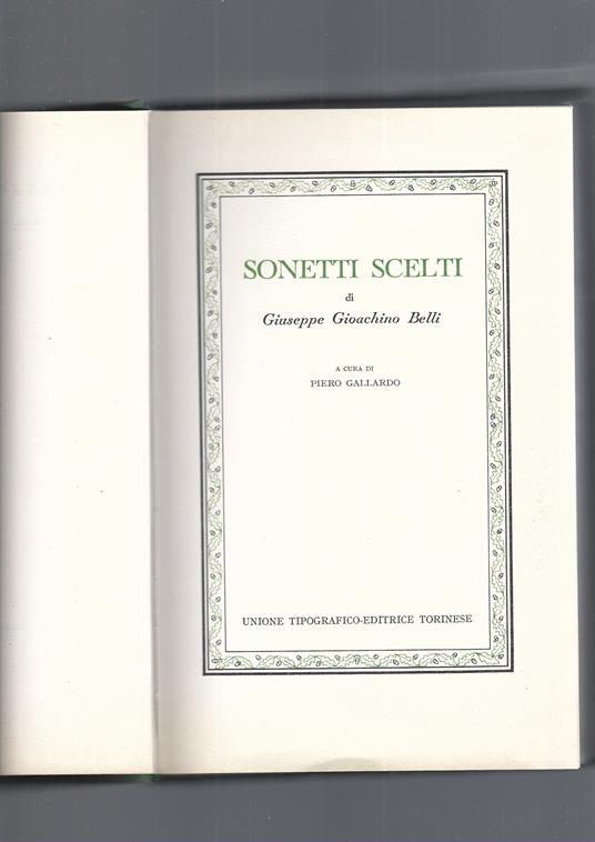 Sonetti Scelti - Gioachino Belli - copertina