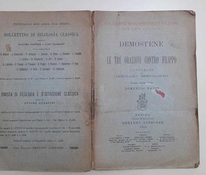 Le tre orazioni contro Filippo. Illustrate da Girolamo Bertolotto - Demostene - copertina