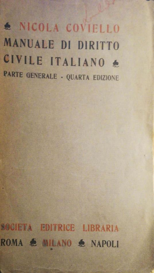 Manuale di diritto civile italiano - Nicola Coviello - copertina