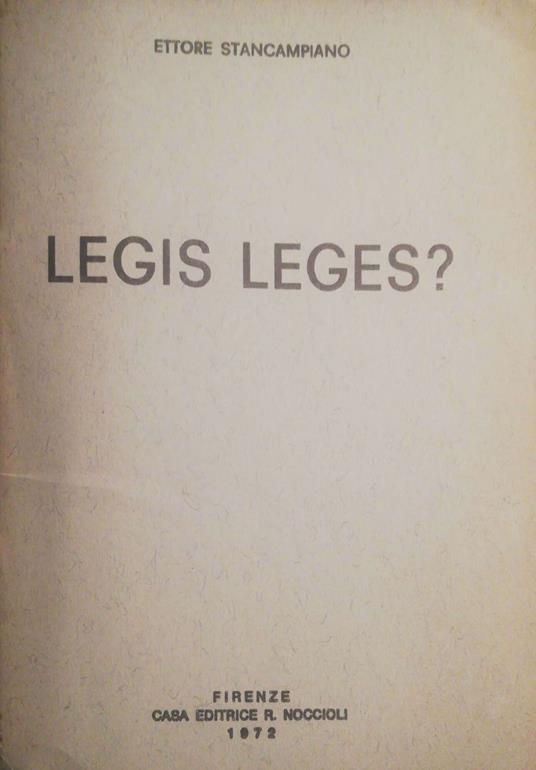 Legis Leges? - copertina