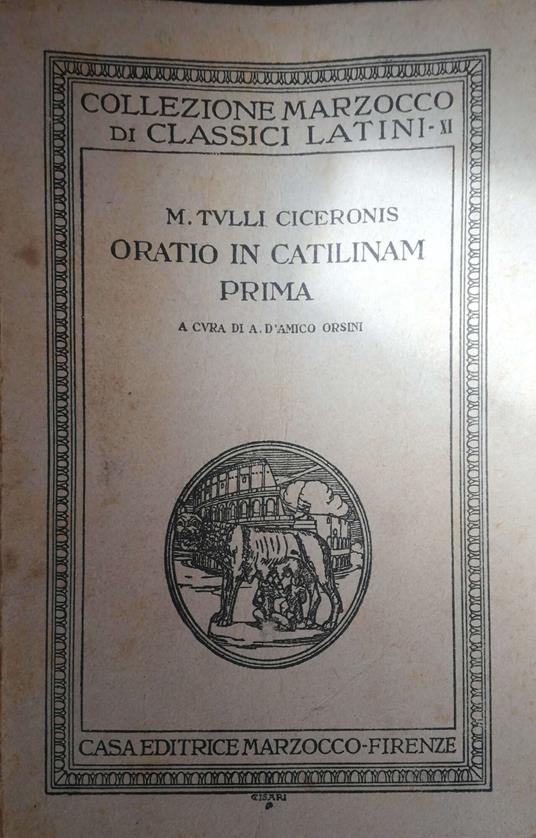 Oratio in catilinam prima - M. Tullio Cicerone - copertina