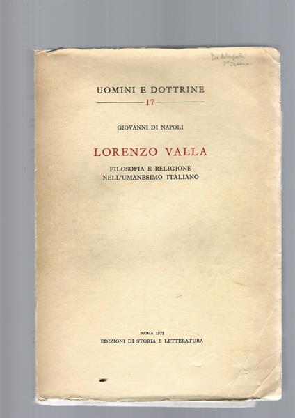 Lorenzo Valla - Giovanni Di Napoli - copertina