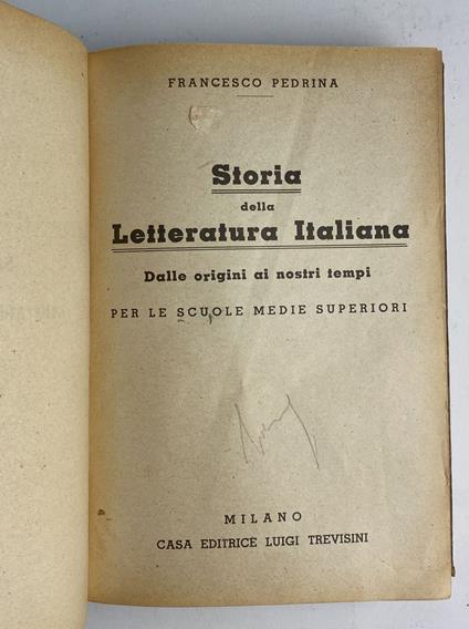 Storia della letteratura italiana. Dalle origini ai nostri tempi - Francesco Peri - copertina