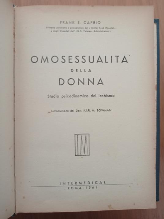 Omosessualità della donna - Frank S. Caprio - copertina