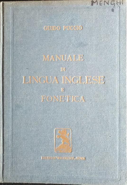 Manuale di lingua inglese e fonetica - Guido Puccio - copertina