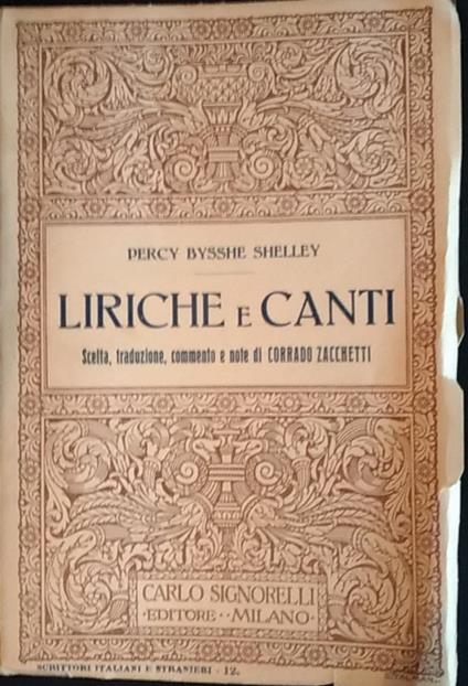 Liriche e canti - Percy Bysshe Shelley - copertina