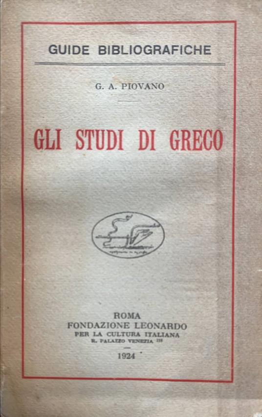 Gli studi di Greco - copertina