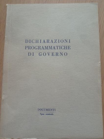 Dichiarazioni programmatiche di governo - copertina