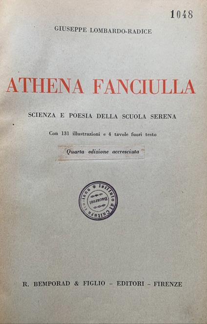 Athena Fanciulla - Giuseppe Lombardo Radice - copertina