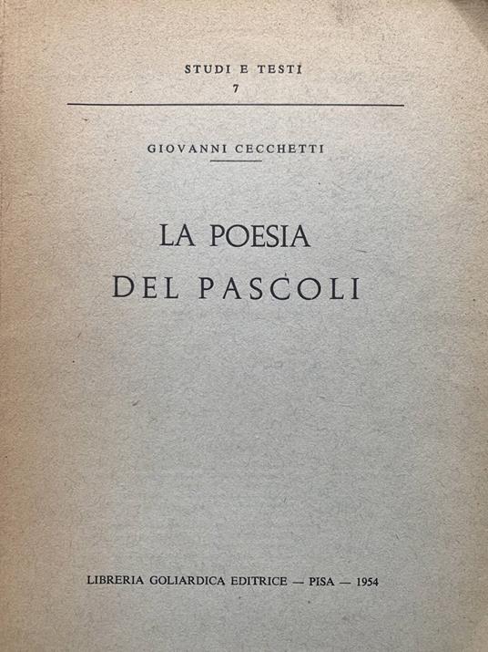 La poesia del Pascoli - Giovanni Cecchetti - copertina