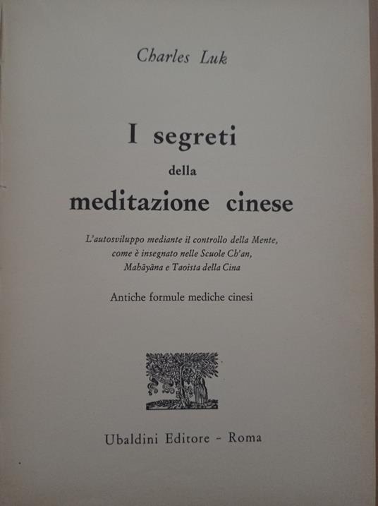 I segreti della meditazione cinese - Charles Luk - copertina