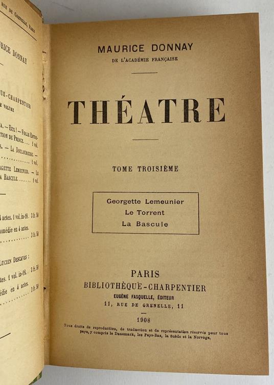Theatre. Tome Troisieme - Maurice Donnay - copertina