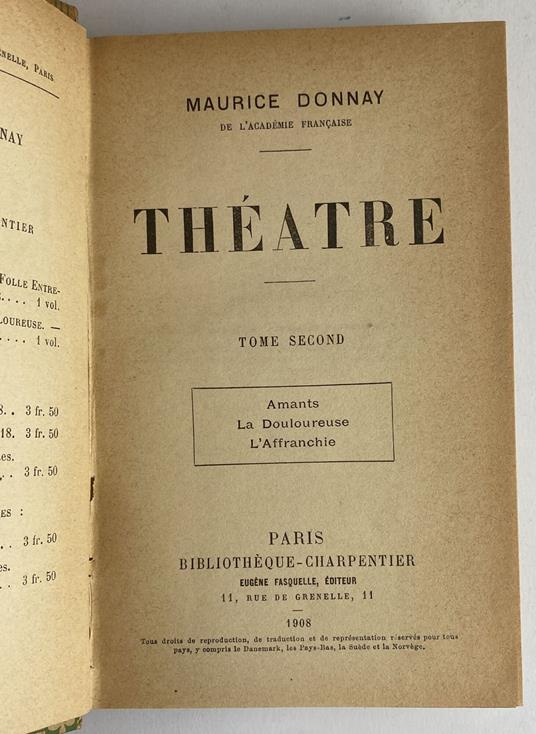 Theatre. Tome second - Maurice Donnay - copertina