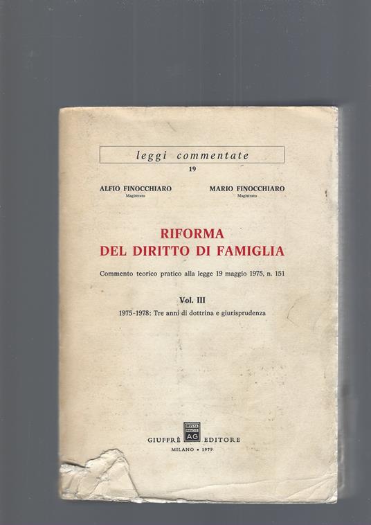 Riforma Del Diritto Di Famiglia, Volume Iii - Libro Usato - Giuffrè - | IBS