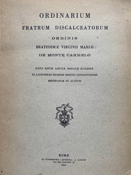 Beatissimae virginis Mariae de Monte Carmelo - copertina