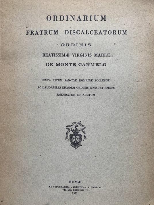 Beatissimae virginis Mariae de Monte Carmelo - copertina