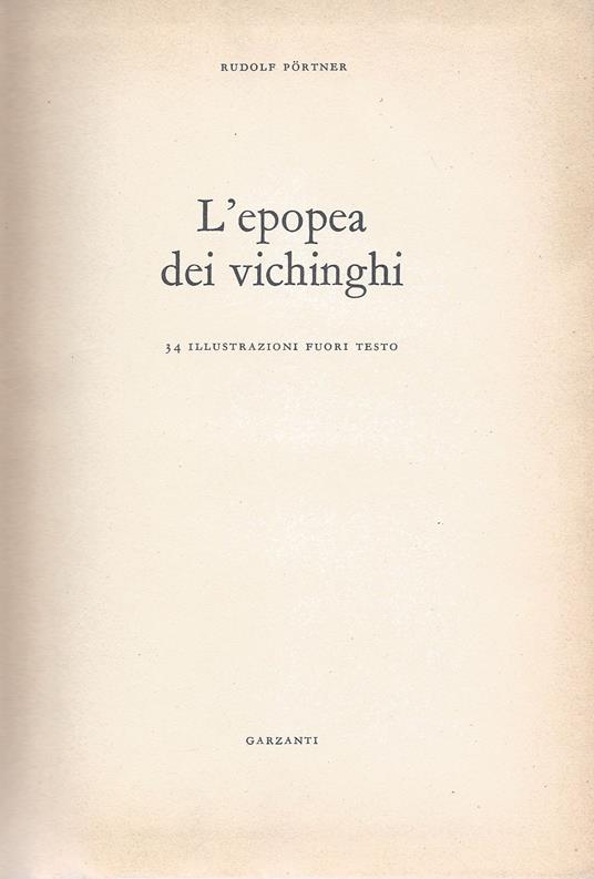 L' epopea dei vichinghi - Rudolf Portner - copertina