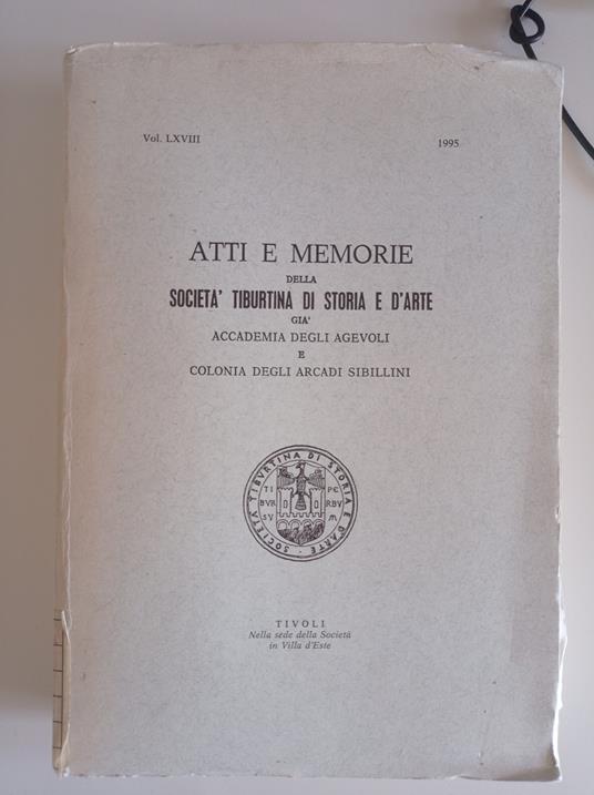 ATTI E MEMORIE della Società Tiburtina di storia e d'arte - copertina