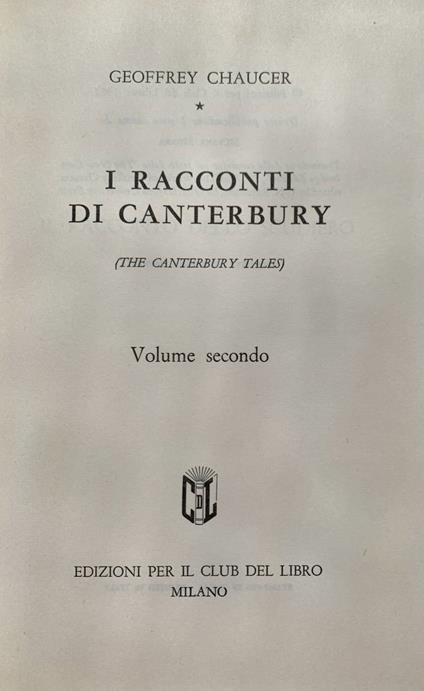 I racconti di Canterbury. Volume secondo - Geoffrey Chaucer - copertina