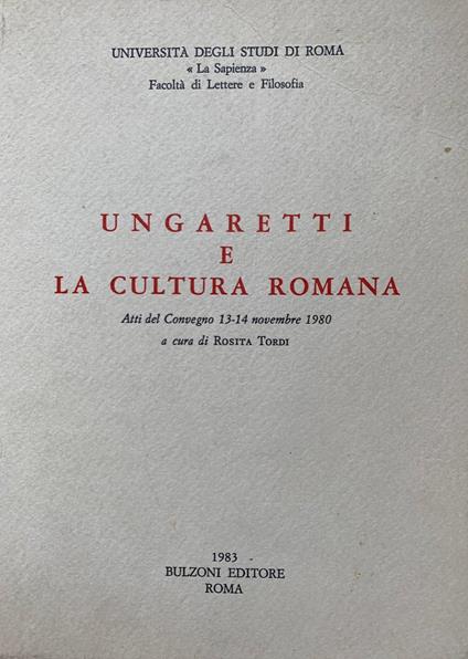 Ungaretti e la cultura romana - Rosita Tordi - copertina