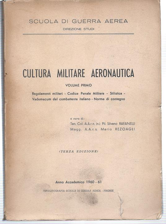 Cultura militare aeronautica - Volume primo - copertina