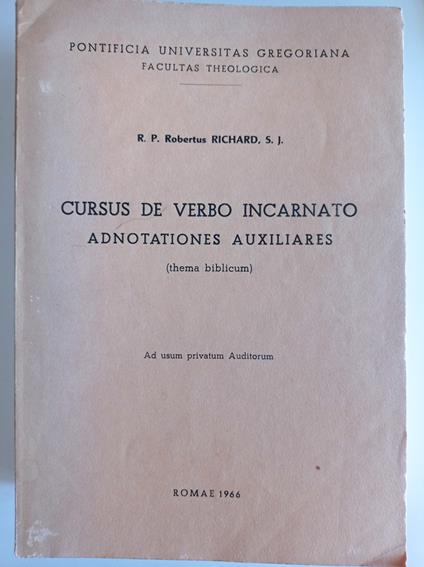 Cursus de verbo incarnato adnotationes auxiliares - copertina