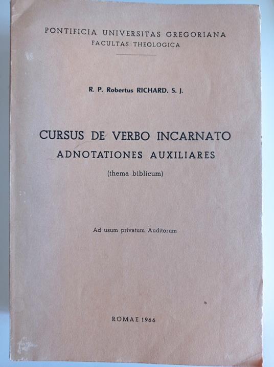 Cursus de verbo incarnato adnotationes auxiliares - copertina